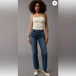 AE Stretch Curvy High-Waisted Straight Jeans (Short length)